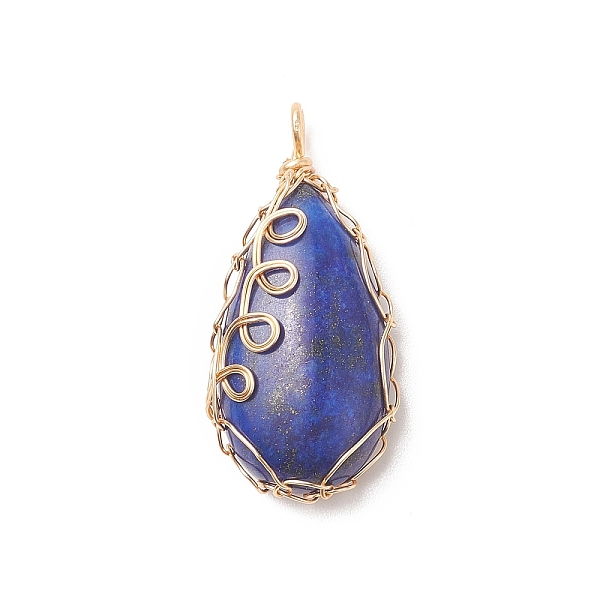 PandaHall Natural Lapis Lazuli Copper Wire Wrapped Pendants, Teardrop Charms, Golden, 36x17x8mm, Hole: 3x2mm Lapis Lazuli Teardrop
PandaHall Natural Lapis Lazuli Copper Wire Wrapped Pendants, Teardrop Charms, Golden, 36x17x8mm, Hole: 3x2mm Lapis Lazuli Teardrop