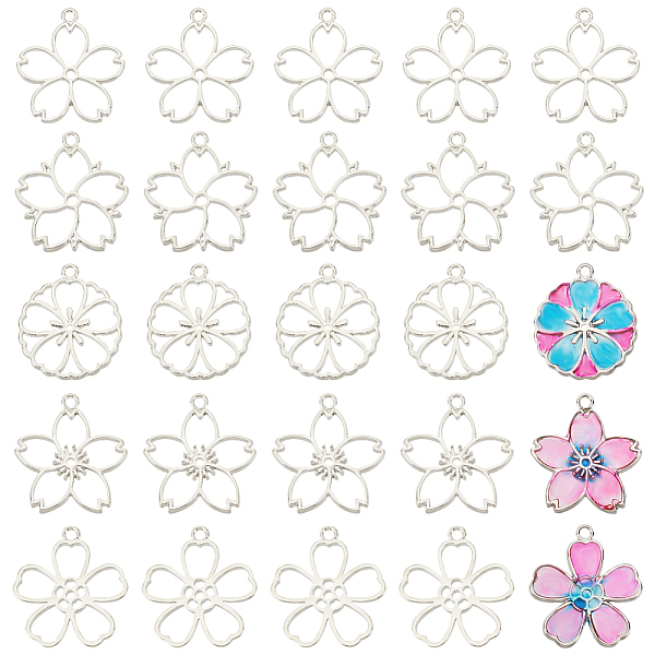 PandaHall CHGCRAFT 30Pcs 5 Style Alloy Pendants, Hollow, Flower Charm, Platinum, 34~35x22~31.5x2mm, Hole: 2.5~3mm, 6pcs/style Alloy Flower
PandaHall CHGCRAFT 30Pcs 5 Style Alloy Pendants, Hollow, Flower Charm, Platinum, 34~35x22~31.5x2mm, Hole: 2.5~3mm, 6pcs/style Alloy Flower