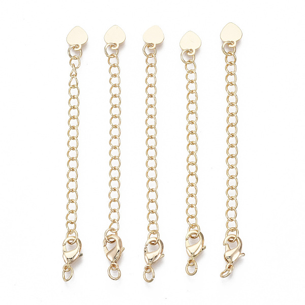 PandaHall Brass Chain Extender, with Lobster Claw Clasps, Nickel Free, Heart, Real 18K Gold Plated, 70mm, Hole: 2.5mm Brass
PandaHall Brass Chain Extender, with Lobster Claw Clasps, Nickel Free, Heart, Real 18K Gold Plated, 70mm, Hole: 2.5mm Brass
