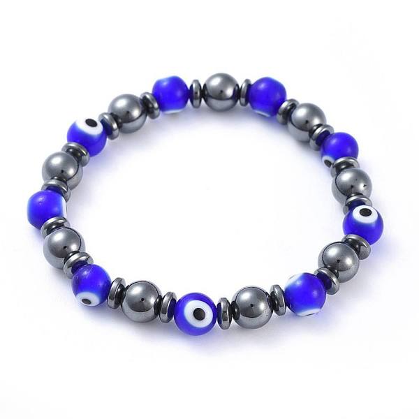 PandaHall Handmade Evil Eye Lampwork Beads Stretch Bracelets, with Non-Magnetic Synthetic Hematite Beads, Round, Blue, 2-1/4 inch(5.8cm)...
PandaHall Handmade Evil Eye Lampwork Beads Stretch Bracelets, with Non-Magnetic Synthetic Hematite Beads, Round, Blue, 2-1/4 inch(5.8cm)...