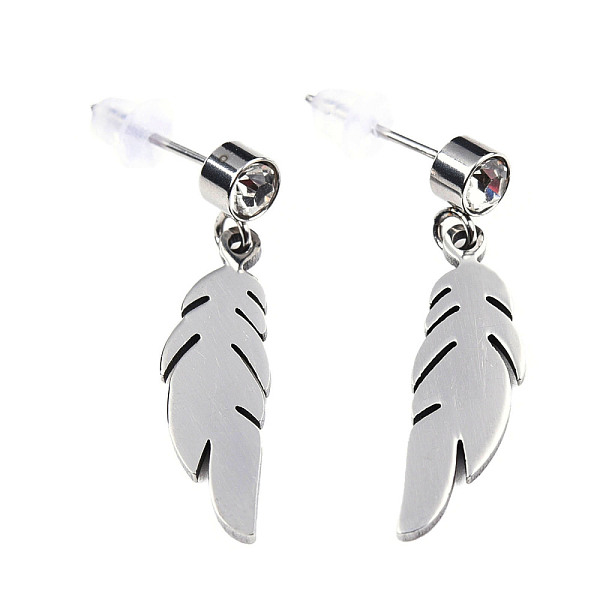 PandaHall 201 Stainless Steel Dangle Stud Earrings, with Clear Cubic Zirconia, Feather, Stainless Steel Color, 26mm, Pin: 0.8mm Cubic...
PandaHall 201 Stainless Steel Dangle Stud Earrings, with Clear Cubic Zirconia, Feather, Stainless Steel Color, 26mm, Pin: 0.8mm Cubic...