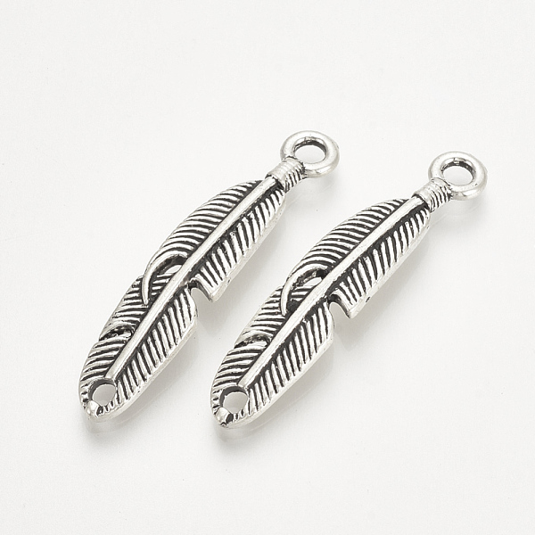 PandaHall Tibetan Style Alloy Pendants, Feather, Cadmium Free & Nickel Free & Lead Free, Antique Silver, 35x7x2mm, Hole: 2.5mm Alloy Feather
PandaHall Tibetan Style Alloy Pendants, Feather, Cadmium Free & Nickel Free & Lead Free, Antique Silver, 35x7x2mm, Hole: 2.5mm Alloy Feather