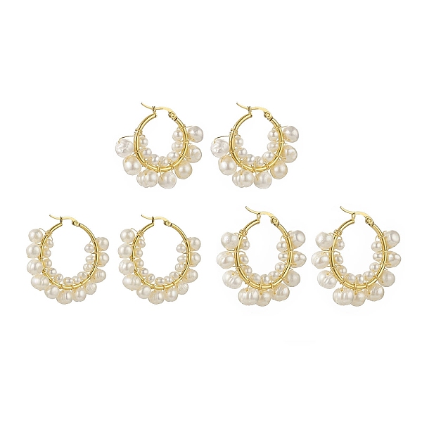 PandaHall 3 Pair 3 Size Natural Pearl Beaded Hoop Earrings, 304 Stainless Steel Wire Wrap Jewelry for Women, Real 18K Gold Plated..., White
PandaHall 3 Pair 3 Size Natural Pearl Beaded Hoop Earrings, 304 Stainless Steel Wire Wrap Jewelry for Women, Real 18K Gold Plated..., White
