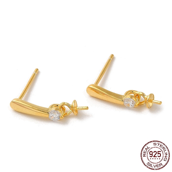 PandaHall 925 Sterling Silver Micro Pave Cubic Zirconia Stud Earring Findings, for Half Drilled Beads, Real 18K Gold Plated, 14x3mm, Pin..., Clear
PandaHall 925 Sterling Silver Micro Pave Cubic Zirconia Stud Earring Findings, for Half Drilled Beads, Real 18K Gold Plated, 14x3mm, Pin..., Clear