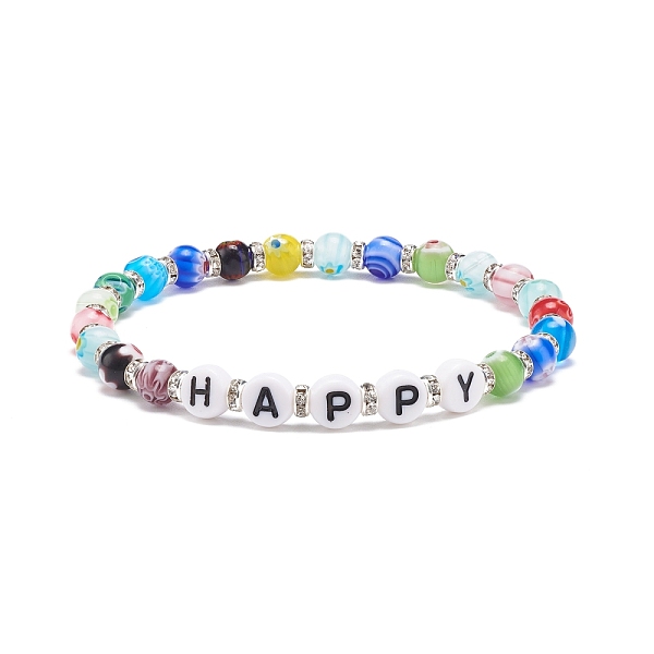 PandaHall Word Happy Bracelet, Colorful Millefiori Glass & Acrylic Letter Beaded Stretch Bracelet for Women, Letter Pattern, Inner Diameter...
PandaHall Word Happy Bracelet, Colorful Millefiori Glass & Acrylic Letter Beaded Stretch Bracelet for Women, Letter Pattern, Inner Diameter...