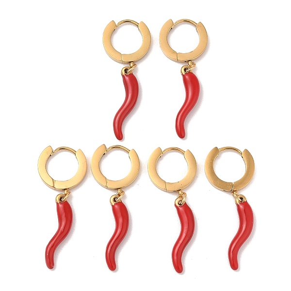 PandaHall 3 Pairs 304 Stainless Steel Enamel Horn of Plenty/Italian Horn Cornicello Hoop Dangle Earrings for Women, Red, Golden, 36x6mm 304...
PandaHall 3 Pairs 304 Stainless Steel Enamel Horn of Plenty/Italian Horn Cornicello Hoop Dangle Earrings for Women, Red, Golden, 36x6mm 304...
