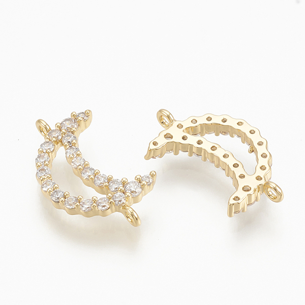PandaHall Brass Micro Pave Cubic Zirconia Links, Clear, Moon, Nickel Free, Real 18K Gold Plated, 14x8x2mm, Hole: 1mm Brass+Cubic Zirconia...
PandaHall Brass Micro Pave Cubic Zirconia Links, Clear, Moon, Nickel Free, Real 18K Gold Plated, 14x8x2mm, Hole: 1mm Brass+Cubic Zirconia...