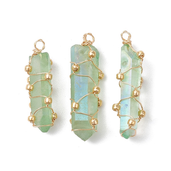 PandaHall Copper Wired Electroplated Natural Quartz Crystal Pendants, Nuggets Charms, Golden, Dark Sea Green, 33.5~40x11~15x11~14mm, Hole..., Pink
PandaHall Copper Wired Electroplated Natural Quartz Crystal Pendants, Nuggets Charms, Golden, Dark Sea Green, 33.5~40x11~15x11~14mm, Hole..., Pink