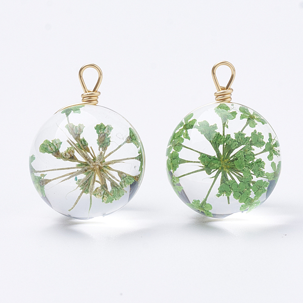 PandaHall Glass Pendants, with Dried Flower Inside & Brass Findings, Round, Golden, Medium Sea Green, 16~17x12x11mm, Hole: 1.5~2mm...
PandaHall Glass Pendants, with Dried Flower Inside & Brass Findings, Round, Golden, Medium Sea Green, 16~17x12x11mm, Hole: 1.5~2mm...