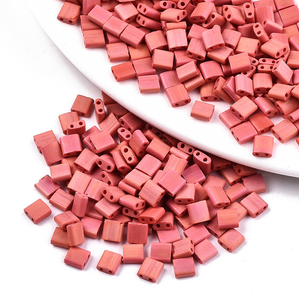 PandaHall 2-Hole Glass Seed Beads, Opaque Frosted Colours Rainbow, Rectangle, Salmon, 5x4.5~5.5x2~2.5mm, Hole: 0.5~0.8mm, about 1180pcs/bag..., Red
PandaHall 2-Hole Glass Seed Beads, Opaque Frosted Colours Rainbow, Rectangle, Salmon, 5x4.5~5.5x2~2.5mm, Hole: 0.5~0.8mm, about 1180pcs/bag..., Red