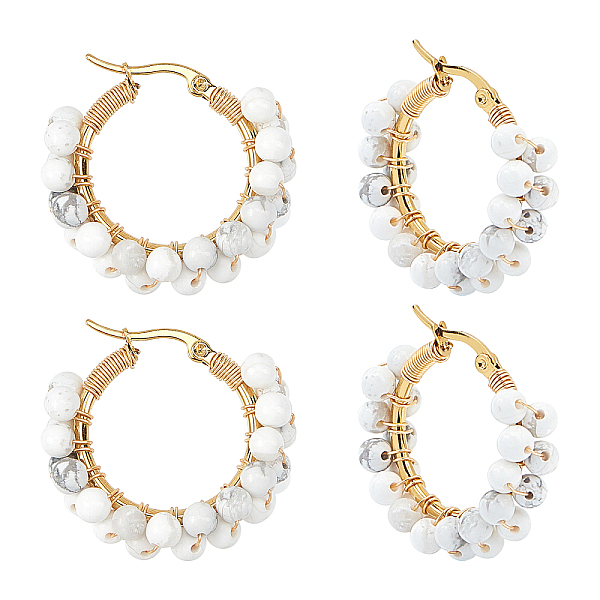 PandaHall Unicraftale 304 Stainless Steel Hoop Earrings, Beaded Hoop Earrings, with Natural Howlite Beads, Ring, 32~33x31.5~33x7.5~8mm, Pin...
PandaHall Unicraftale 304 Stainless Steel Hoop Earrings, Beaded Hoop Earrings, with Natural Howlite Beads, Ring, 32~33x31.5~33x7.5~8mm, Pin...