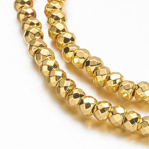 PandaHall Non-magnetic Synthetic Hematite Beads Strands, Grade A, Faceted, Rondelle, Golden Plated, 3x2mm, Hole: 1mm, about 184pcs/strand...
PandaHall Non-magnetic Synthetic Hematite Beads Strands, Grade A, Faceted, Rondelle, Golden Plated, 3x2mm, Hole: 1mm, about 184pcs/strand...