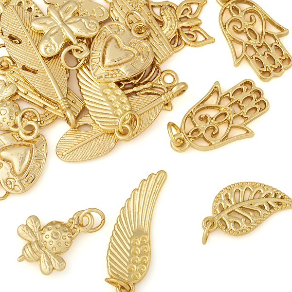 PandaHall 18Pcs 9 Style Alloy Pendants, Long-Lasting Plated, with Jump Ring, Real 18K Gold Plated, 13~29x10.5~14.5x1.6~3mm, Hole: 1.6~3.5mm...
PandaHall 18Pcs 9 Style Alloy Pendants, Long-Lasting Plated, with Jump Ring, Real 18K Gold Plated, 13~29x10.5~14.5x1.6~3mm, Hole: 1.6~3.5mm...