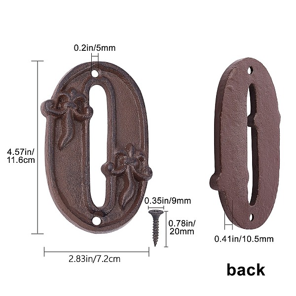PandaHall Iron Home Address Number, with 2pcs Screw, Num.0, 116x72x10.5mm, Hole: 5mm Iron Number Brown
PandaHall Iron Home Address Number, with 2pcs Screw, Num.0, 116x72x10.5mm, Hole: 5mm Iron Number Brown