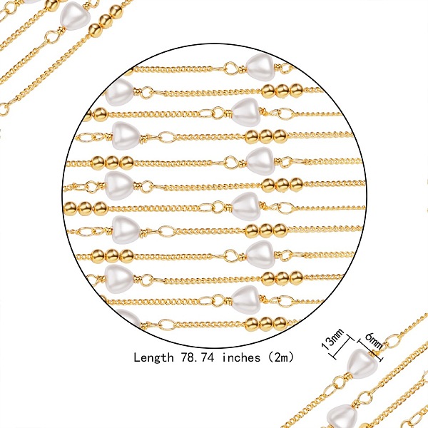 PandaHall Brass Handmade Beaded Chain, Curb Chains, with Heart Glass Beads, Long-Lasting Plated, Soldered, Real 18K Gold Plated, Link..., White
PandaHall Brass Handmade Beaded Chain, Curb Chains, with Heart Glass Beads, Long-Lasting Plated, Soldered, Real 18K Gold Plated, Link..., White