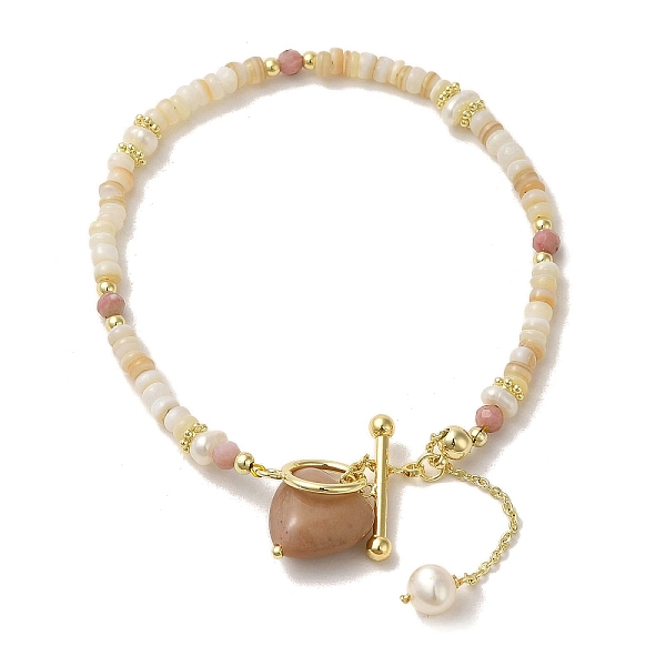 PandaHall Natural Rhodonite Heart Bracelet, Pearl & Shell Beaded Bracelet, Real 14K Gold Plated, 7-1/4 inch(18.5cm) Rhodonite Heart
PandaHall Natural Rhodonite Heart Bracelet, Pearl & Shell Beaded Bracelet, Real 14K Gold Plated, 7-1/4 inch(18.5cm) Rhodonite Heart