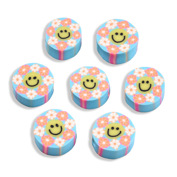 PandaHall Handmade Polymer Clay Beads, Flat Round with Smiling Face & Flower, Light Sky Blue, 8.5~10x4.5mm, Hole: 1.5mm Polymer Clay Flat...
PandaHall Handmade Polymer Clay Beads, Flat Round with Smiling Face & Flower, Light Sky Blue, 8.5~10x4.5mm, Hole: 1.5mm Polymer Clay Flat...