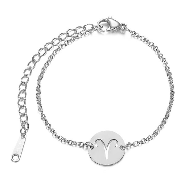 PandaHall 201 Stainless Steel Link Bracelets, with Cable Chains and Lobster Claw Clasps, Flat Round with Constellation, Aries, 6 inch~6-3/4...
PandaHall 201 Stainless Steel Link Bracelets, with Cable Chains and Lobster Claw Clasps, Flat Round with Constellation, Aries, 6 inch~6-3/4...