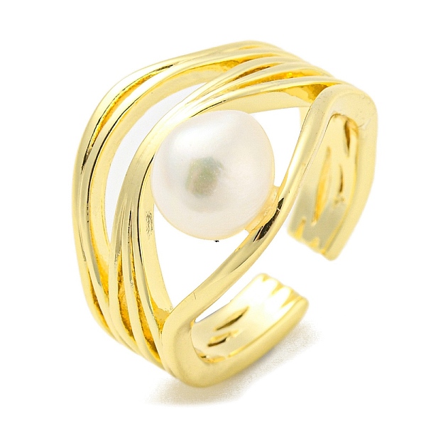 PandaHall Natural Pearl Open Cuff Ring, Brass Hollow Finger Ring, Real 14K Gold Plated, US Size 7(17.3mm) Pearl
PandaHall Natural Pearl Open Cuff Ring, Brass Hollow Finger Ring, Real 14K Gold Plated, US Size 7(17.3mm) Pearl