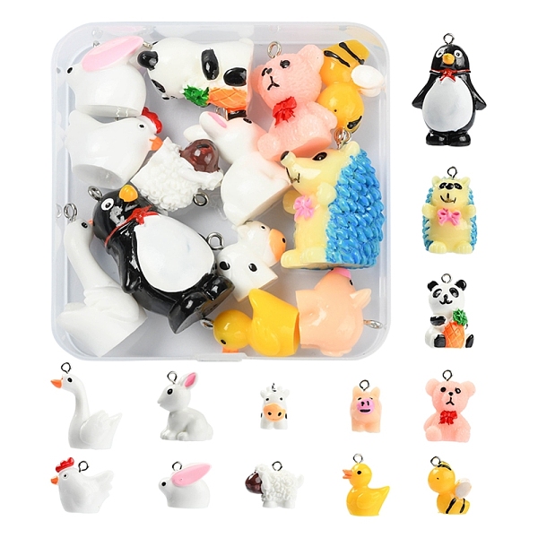 PandaHall 13Pcs 13 Style Opaque Resin Pendants, with Platinum Tone Iron Loop, Animals, Mixed Color, 15~39x15~26.5X10~23mm, Hole: 1.8~2mm..., Multicolor
PandaHall 13Pcs 13 Style Opaque Resin Pendants, with Platinum Tone Iron Loop, Animals, Mixed Color, 15~39x15~26.5X10~23mm, Hole: 1.8~2mm..., Multicolor