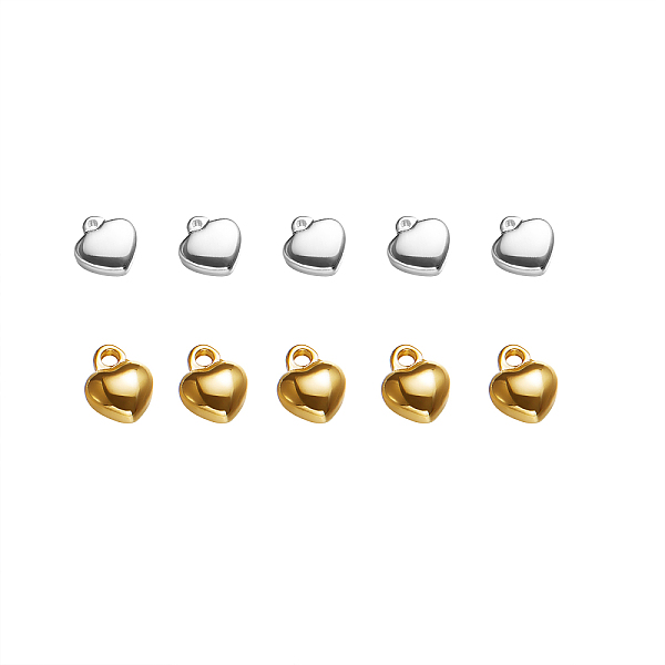 PandaHall 304 Stainless Steel Charms, Puffed Heart, Golden & Silver, 7.5~9x7x2.5~4.3mm, Hole: 1.2~1.5mm, 10pcs/box 304 Stainless Steel Heart
PandaHall 304 Stainless Steel Charms, Puffed Heart, Golden & Silver, 7.5~9x7x2.5~4.3mm, Hole: 1.2~1.5mm, 10pcs/box 304 Stainless Steel Heart