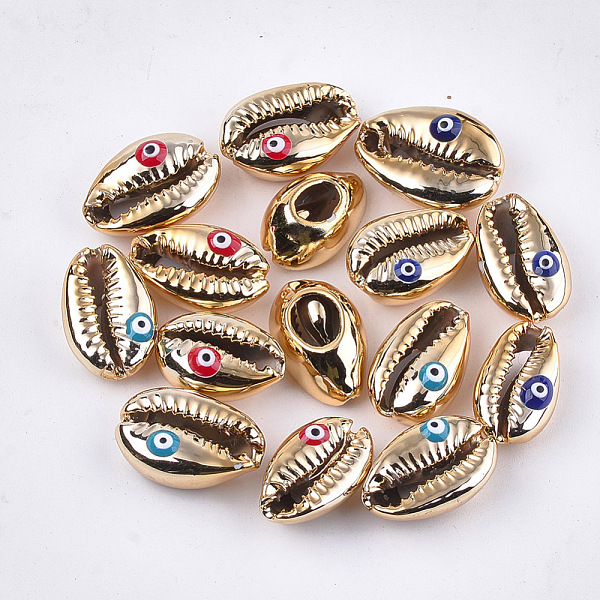 PandaHall Electroplated Cowrie Shell Beads, Undrilled/No Hole Beads, with Enamel, Cowrie Shell Shape with Evil Eye, Mixed Color..., Multicolor
PandaHall Electroplated Cowrie Shell Beads, Undrilled/No Hole Beads, with Enamel, Cowrie Shell Shape with Evil Eye, Mixed Color..., Multicolor