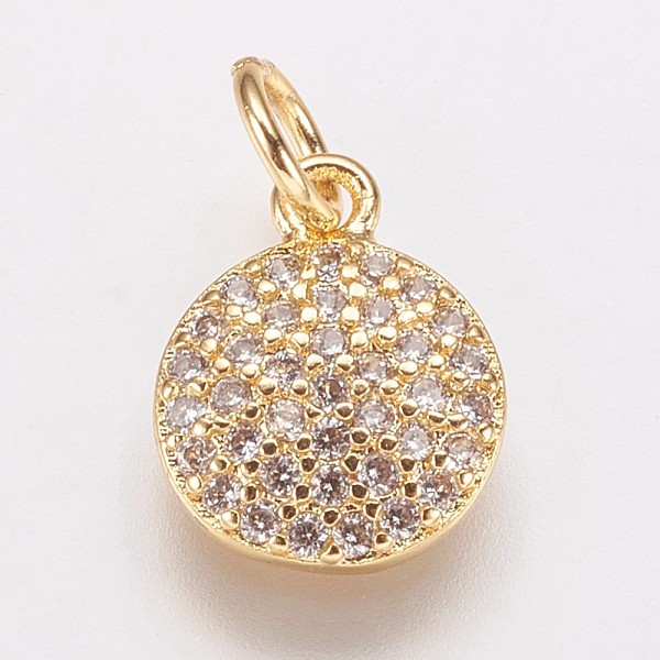PandaHall Brass Cubic Zirconia Pendants, Flat Round Charms, Golden, 10x8x2mm, Hole: 3mm Brass+Cubic Zirconia Flat Round Clear
PandaHall Brass Cubic Zirconia Pendants, Flat Round Charms, Golden, 10x8x2mm, Hole: 3mm Brass+Cubic Zirconia Flat Round Clear