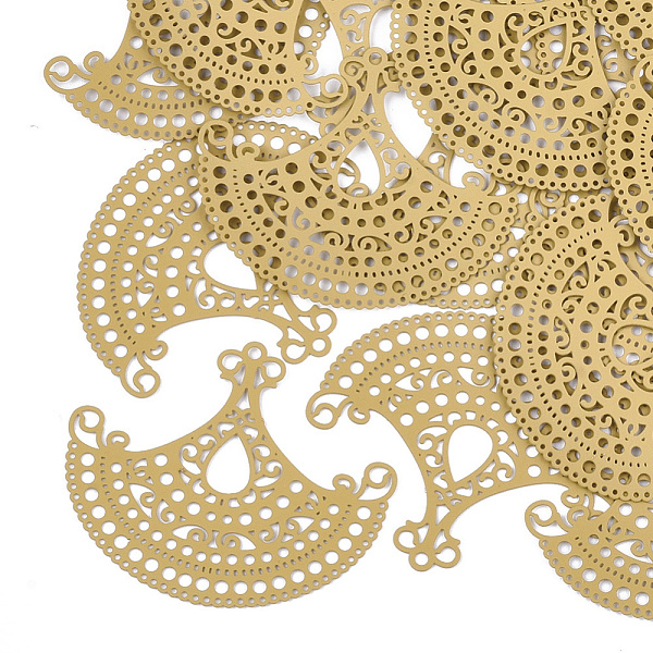 PandaHall 430 Stainless Steel Filigree Joiners Links, Spray Painted, Etched Metal Embellishments, Fan, Goldenrod, 35x42x0.3mm, Hole..., Gold
PandaHall 430 Stainless Steel Filigree Joiners Links, Spray Painted, Etched Metal Embellishments, Fan, Goldenrod, 35x42x0.3mm, Hole..., Gold
