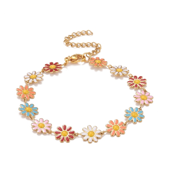 PandaHall Enamel Daisy Link Chains Bracelet, Vacuum Plating 304 Stainless Steel Jewelry for Women, Golden, Colorful, 7-1/4 inch(18.4cm) 304...
PandaHall Enamel Daisy Link Chains Bracelet, Vacuum Plating 304 Stainless Steel Jewelry for Women, Golden, Colorful, 7-1/4 inch(18.4cm) 304...