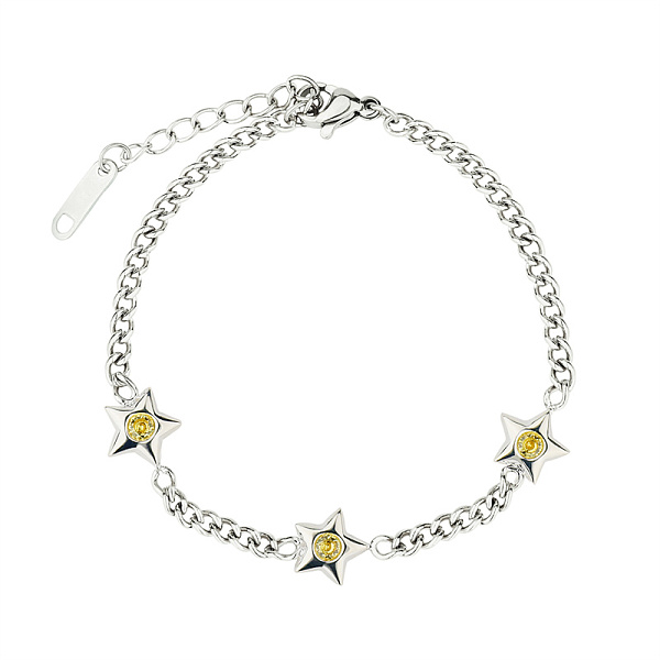 PandaHall Star Micro Pave Zircon Charm Bracelet, Stainless Steel Curb Chain Bracelet for Women Stainless Steel Star
PandaHall Star Micro Pave Zircon Charm Bracelet, Stainless Steel Curb Chain Bracelet for Women Stainless Steel Star
