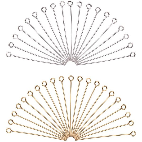 PandaHall about 160pcs Silver And Golden Color 40mm Long 304 Stainless Steel Eye Pin For Jewellery Making, Hole: 2mm 304 Stainless Steel
PandaHall about 160pcs Silver And Golden Color 40mm Long 304 Stainless Steel Eye Pin For Jewellery Making, Hole: 2mm 304 Stainless Steel
