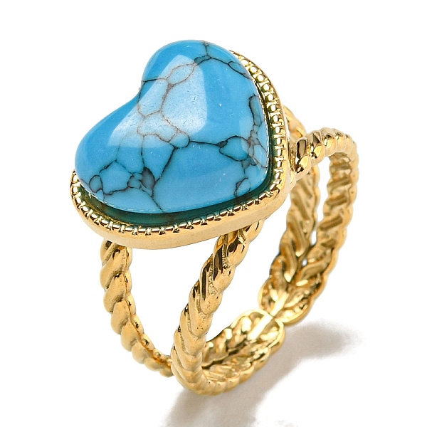 PandaHall 304 Stainless Steel Open Cuff Rings, Synthetic Turquoise Heart Finger Rings for Women Men, Real 18K Gold Plated, Adjustable...
PandaHall 304 Stainless Steel Open Cuff Rings, Synthetic Turquoise Heart Finger Rings for Women Men, Real 18K Gold Plated, Adjustable...