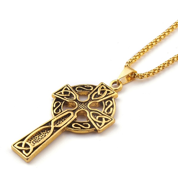PandaHall Titanium Steel Claddagh Cross Pendant Necklaces, with Box Chains, Antique Golden, 23.62 inch(60cm) Titanium Steel
PandaHall Titanium Steel Claddagh Cross Pendant Necklaces, with Box Chains, Antique Golden, 23.62 inch(60cm) Titanium Steel