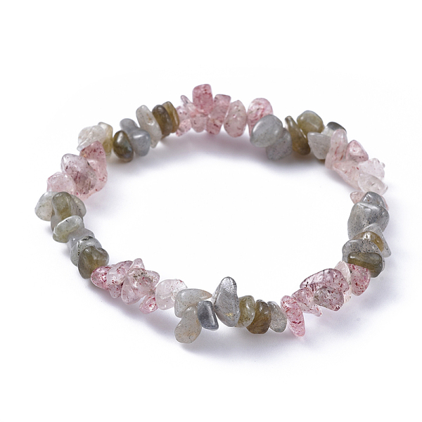 PandaHall Natural Labradorite & Strawberry Quartz Chip Stretch Bracelets, Inner Diameter: 2-1/8~2-1/4 inch(5~5.2cm) Labradorite
PandaHall Natural Labradorite & Strawberry Quartz Chip Stretch Bracelets, Inner Diameter: 2-1/8~2-1/4 inch(5~5.2cm) Labradorite