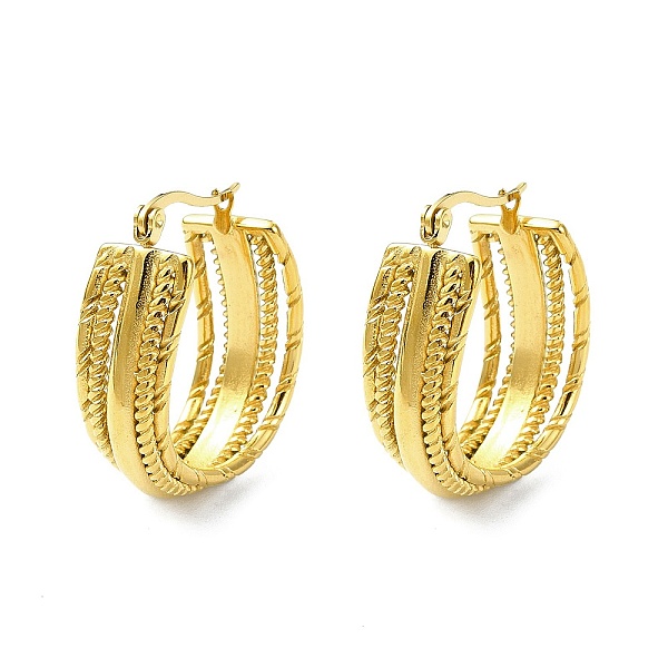 PandaHall 304 Stainless Steel Hoop Earrings, Jewely foe Women, Real 18K Gold Plated, Stripe, 30x12mm 304 Stainless Steel Stripe
PandaHall 304 Stainless Steel Hoop Earrings, Jewely foe Women, Real 18K Gold Plated, Stripe, 30x12mm 304 Stainless Steel Stripe