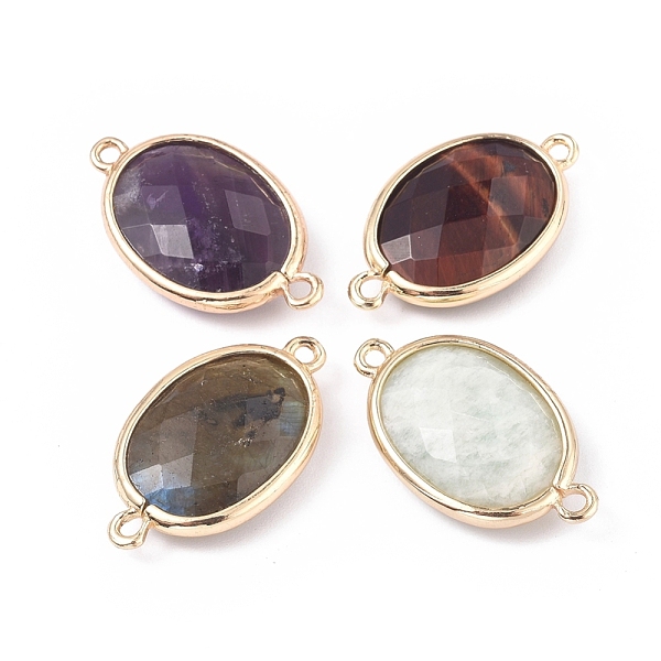 PandaHall Gemstone Links, with Golden Plated Brass Findings, Faceted, Oval, Mixed Stone, 22.5x13.5x5mm, Hole: 1.3mm Mixed Stone Oval
PandaHall Gemstone Links, with Golden Plated Brass Findings, Faceted, Oval, Mixed Stone, 22.5x13.5x5mm, Hole: 1.3mm Mixed Stone Oval