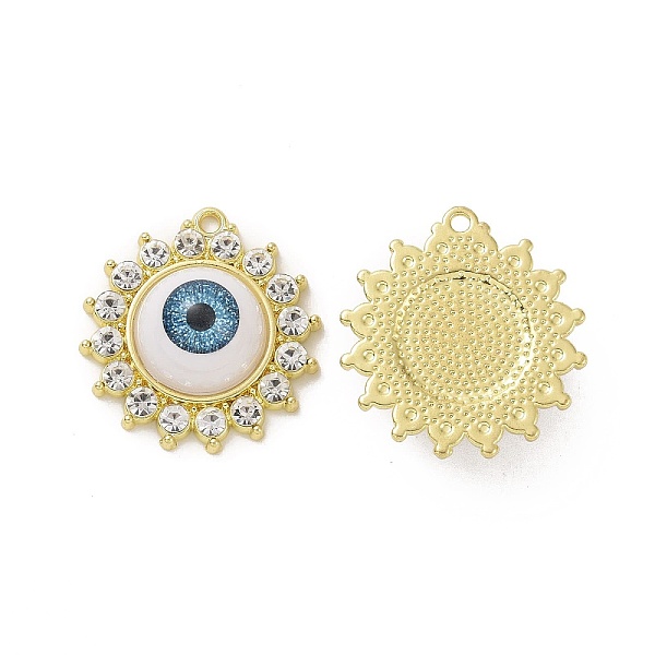 PandaHall Rack Plating Alloy Rhinestone Pandants, with Light Sky Blue Acrylic Beaded, Flat Round with Eye Charms, Light Gold..., Clear
PandaHall Rack Plating Alloy Rhinestone Pandants, with Light Sky Blue Acrylic Beaded, Flat Round with Eye Charms, Light Gold..., Clear