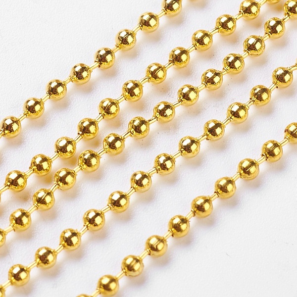 PandaHall Iron Ball Chains, Soldered, Golden, with Spool, Bead: about 2mm in diameter, about 328.08 Feet(100m)/roll Iron
PandaHall Iron Ball Chains, Soldered, Golden, with Spool, Bead: about 2mm in diameter, about 328.08 Feet(100m)/roll Iron