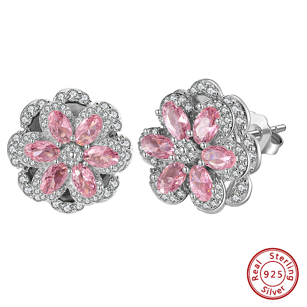 PandaHall Rhodium Plated 925 Sterling Silver Rotating Flower Stud Earrings, with Pink Cubic Zirconia, with S925 Stamp, Real Platinum Plated...
PandaHall Rhodium Plated 925 Sterling Silver Rotating Flower Stud Earrings, with Pink Cubic Zirconia, with S925 Stamp, Real Platinum Plated...