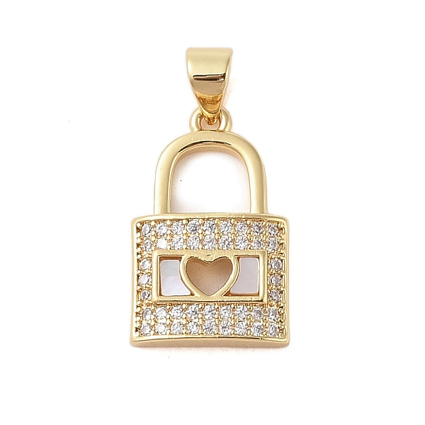 PandaHall Brass Micro Pave Clear Cubic Zirconia Pendants, with Shell, Lock, Real 18K Gold Plated, 20x12.5x3.5mm, Hole: 4x3.5mm Brass+Cubic...
PandaHall Brass Micro Pave Clear Cubic Zirconia Pendants, with Shell, Lock, Real 18K Gold Plated, 20x12.5x3.5mm, Hole: 4x3.5mm Brass+Cubic...
