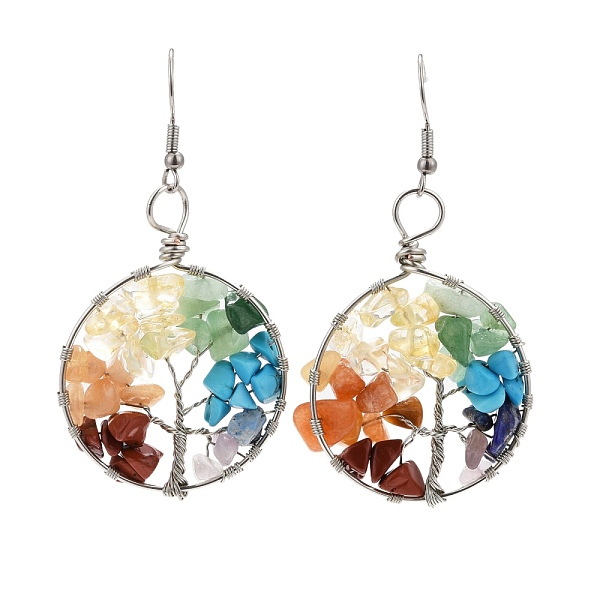 PandaHall Natural & Synthetic Mixed Gemstone Chips Braided Ring with Tree of Life Dangle Earrings, Iron Wire Wrap 7 Chakra Earrings for...
PandaHall Natural & Synthetic Mixed Gemstone Chips Braided Ring with Tree of Life Dangle Earrings, Iron Wire Wrap 7 Chakra Earrings for...