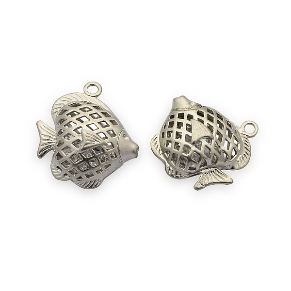 PandaHall Brass Pendants, Hollow Butterflyfish with Glass Rhinestones Inside, Matte Platinum, 22x20x10mm, Hole: 2mm Brass+Rhinestone Fish
PandaHall Brass Pendants, Hollow Butterflyfish with Glass Rhinestones Inside, Matte Platinum, 22x20x10mm, Hole: 2mm Brass+Rhinestone Fish