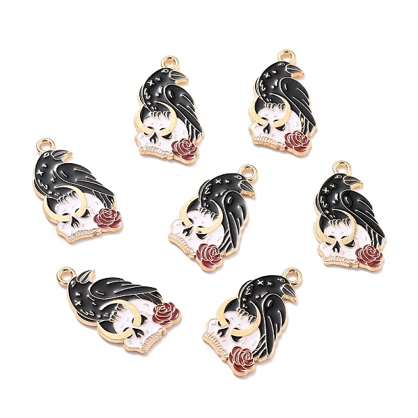 PandaHall Alloy Enamel Pendants, Gothic Theme, Crow with Rose Flower & Skull, Black, 27x16x1.5mm, Hole: 2mm Alloy+Enamel Bird Black
PandaHall Alloy Enamel Pendants, Gothic Theme, Crow with Rose Flower & Skull, Black, 27x16x1.5mm, Hole: 2mm Alloy+Enamel Bird Black