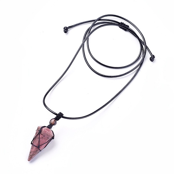PandaHall Natural Rhodonite Pendants Necklaces, with Waxed Cord and Nylon Cord, Cone, 31.18 inch~33 inch(79.2~84cm), 1.5~2mm Rhodonite
PandaHall Natural Rhodonite Pendants Necklaces, with Waxed Cord and Nylon Cord, Cone, 31.18 inch~33 inch(79.2~84cm), 1.5~2mm Rhodonite