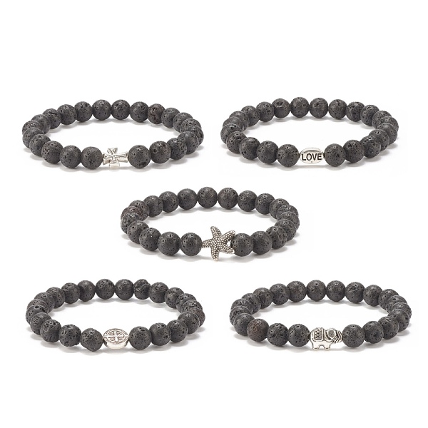 PandaHall Natural Lava Rock Stretch Bracelet with Alloy Beads, Essential Oil Gemstone Jewelry for Women, Inner Diameter: 2-1/8 inch(5.5cm)...
PandaHall Natural Lava Rock Stretch Bracelet with Alloy Beads, Essential Oil Gemstone Jewelry for Women, Inner Diameter: 2-1/8 inch(5.5cm)...