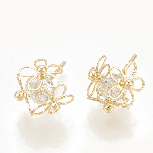PandaHall Brass Cubic Zirconia Stud Earrings, Flower, Nickel Free, Real 18K Gold Plated, 12x11mm, Pin: 0.8mm Cubic Zirconia Clear
PandaHall Brass Cubic Zirconia Stud Earrings, Flower, Nickel Free, Real 18K Gold Plated, 12x11mm, Pin: 0.8mm Cubic Zirconia Clear