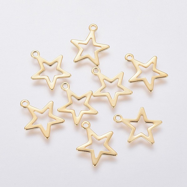 PandaHall 304 Stainless Steel Charms, Star, Golden, 14.5x12.5x0.7mm, Hole: 1.4mm 304 Stainless Steel Star
PandaHall 304 Stainless Steel Charms, Star, Golden, 14.5x12.5x0.7mm, Hole: 1.4mm 304 Stainless Steel Star