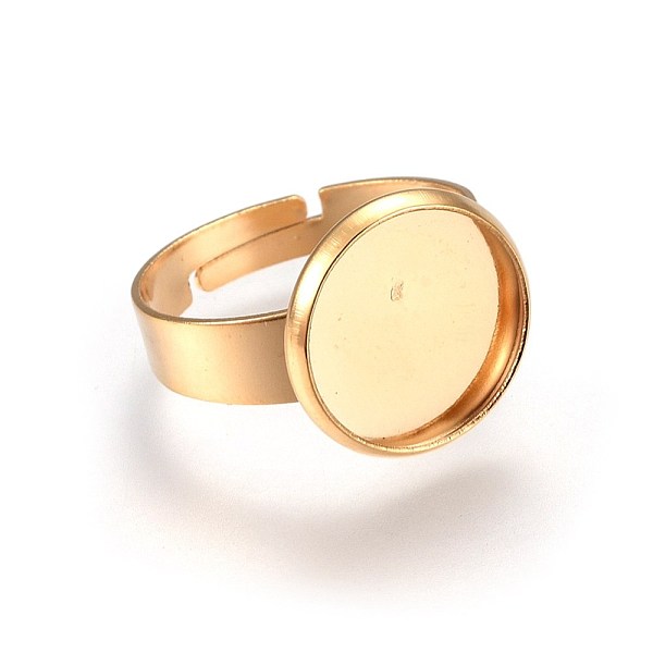 PandaHall Adjustable 201 Stainless Steel Finger Rings Components, Pad Ring Base Findings, Flat Round, Golden, Size 7, 17~17.5mm, Tray: 12mm...
PandaHall Adjustable 201 Stainless Steel Finger Rings Components, Pad Ring Base Findings, Flat Round, Golden, Size 7, 17~17.5mm, Tray: 12mm...