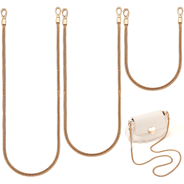 PandaHall Beadthoven 3Pcs 3 Styles Iron Flat Snake Chain Bag Straps, with Alloy Snap Clasp, Light Gold, 400~1220x6mm, 1pc/style Iron
PandaHall Beadthoven 3Pcs 3 Styles Iron Flat Snake Chain Bag Straps, with Alloy Snap Clasp, Light Gold, 400~1220x6mm, 1pc/style Iron