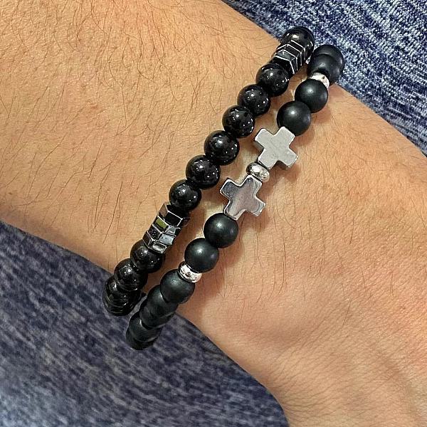 PandaHall 2Pcs 2 Style Non-magnetic Synthetic Hematite Bead Stretch Bracelets Set, 7-1/8 inch(18cm), 1Pc/style Non-magnetic Hematite Black
PandaHall 2Pcs 2 Style Non-magnetic Synthetic Hematite Bead Stretch Bracelets Set, 7-1/8 inch(18cm), 1Pc/style Non-magnetic Hematite Black